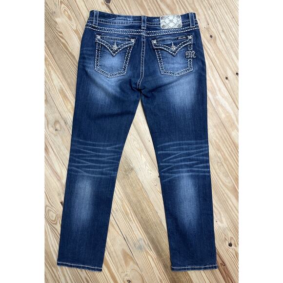 Miss Me Women’s Leather Shadow Wings Mid Rise Easy Skinny Jeans Size 26 - Picture 2 of 6